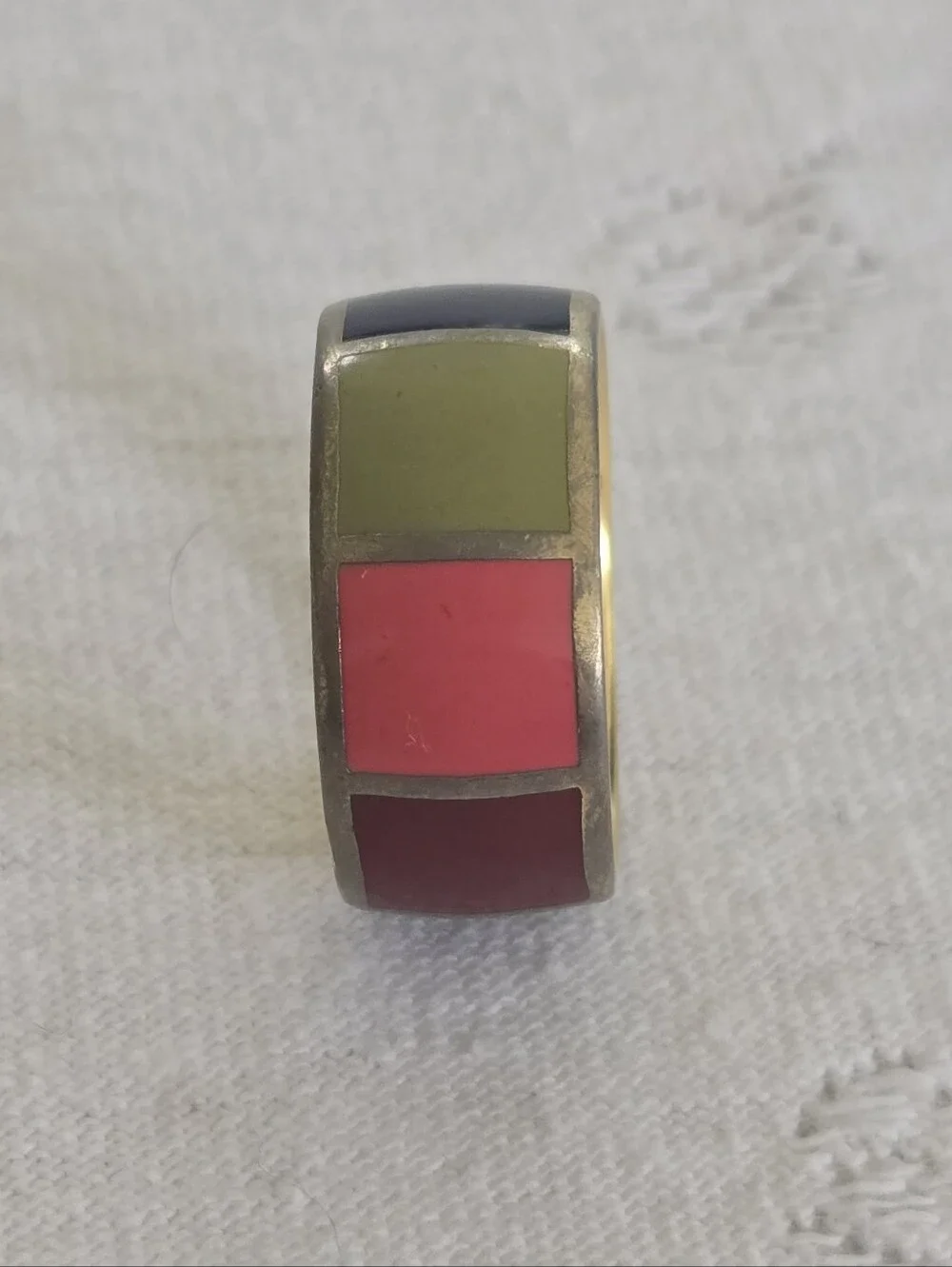Coach Colorblock Enamel Dome Ring in Olive, Pink, Navy, Burgundy ~Size 8.5